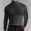 Camisa de manga larga ajustada para hombre con cuello alto, suave, elástica, capa base casual