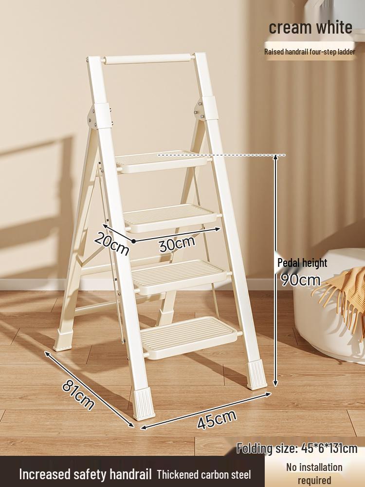 Telescopic A-Frame Folding Ladder - Indoor Multifunctional Ladder Stool with 3 or 4 Steps for Housewarming or Climbing Needs.