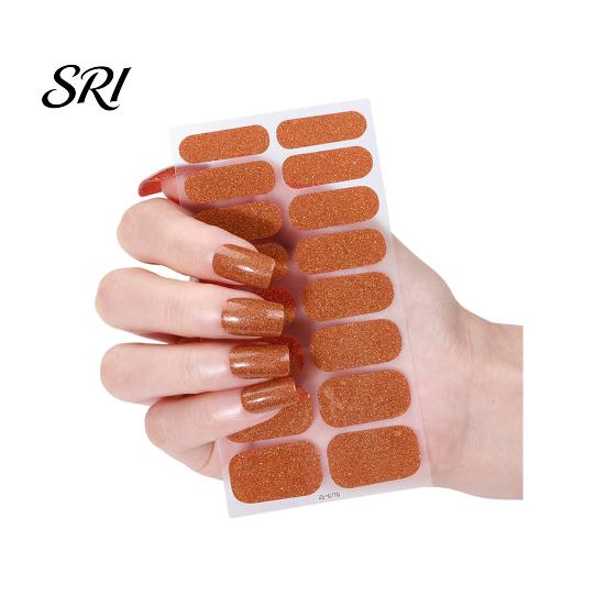 DIY Nail Strip Glitter Polish Strips with File Easy Apply Remove Self Adhesive Women Stickers Full Sticker Home Manicure Art Decoration Wrap Decals