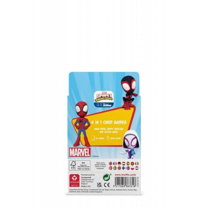 Jeu de société - cartamundi - spidey - shuffle - 4 en 1 - univers marvel - 2 joueurs ou plus