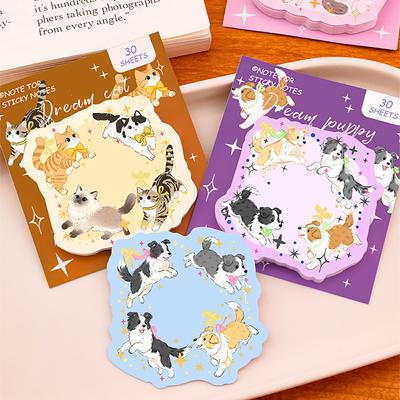 Cartoon Dog Convenience Sticker, Creative High Beauty Student Notes, Cute Kittens and Puppies, N Decorations