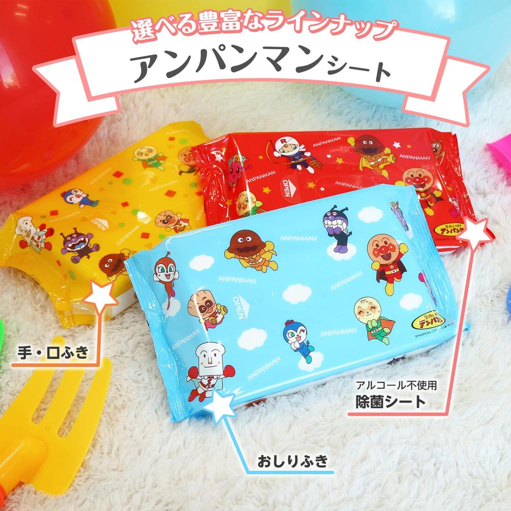 LEC Anpanman Pure Water Hand Wipes Wet Sheets 60 Sheets X 12 Pieces Made In Japan Mesh Type 99.9%