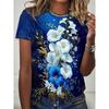 Floral Women's T-Shirt with Exquisite Patterns, Short Sleeves, Summer Street Style, Round Neck, Loose Fit Top