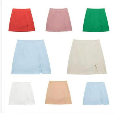 Autumn 2023 Women's High Waist Multi-Color Hem Slit Skort