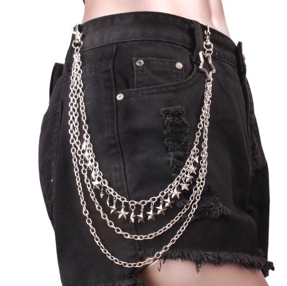 Retro Hip-Hop Star Quasten-Hüftkette – Doppellagige Metallkette für Damen