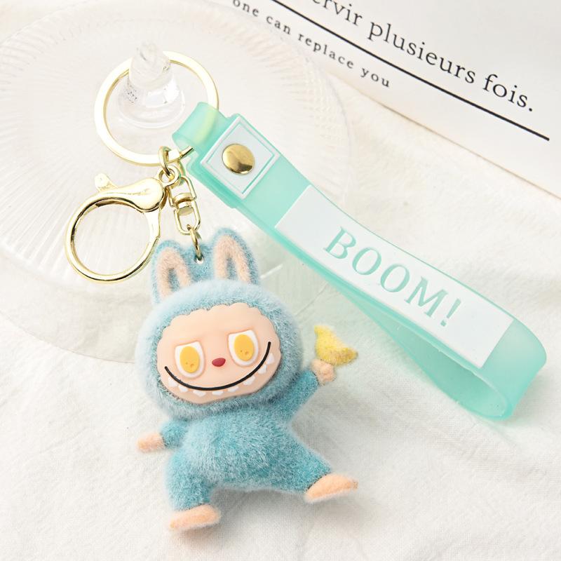 Flocking Yoga Keychain Small Pendant Cartoon Cute Doll Keychain Small Gift