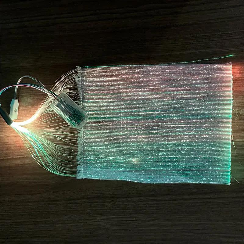 LED Fiber Optic Cloth Colorful Luminous Cloth Fiber Optic Luminous Fabric DIY Bags Hairpin Handmade 15x20cm/100x140cm 1Yard