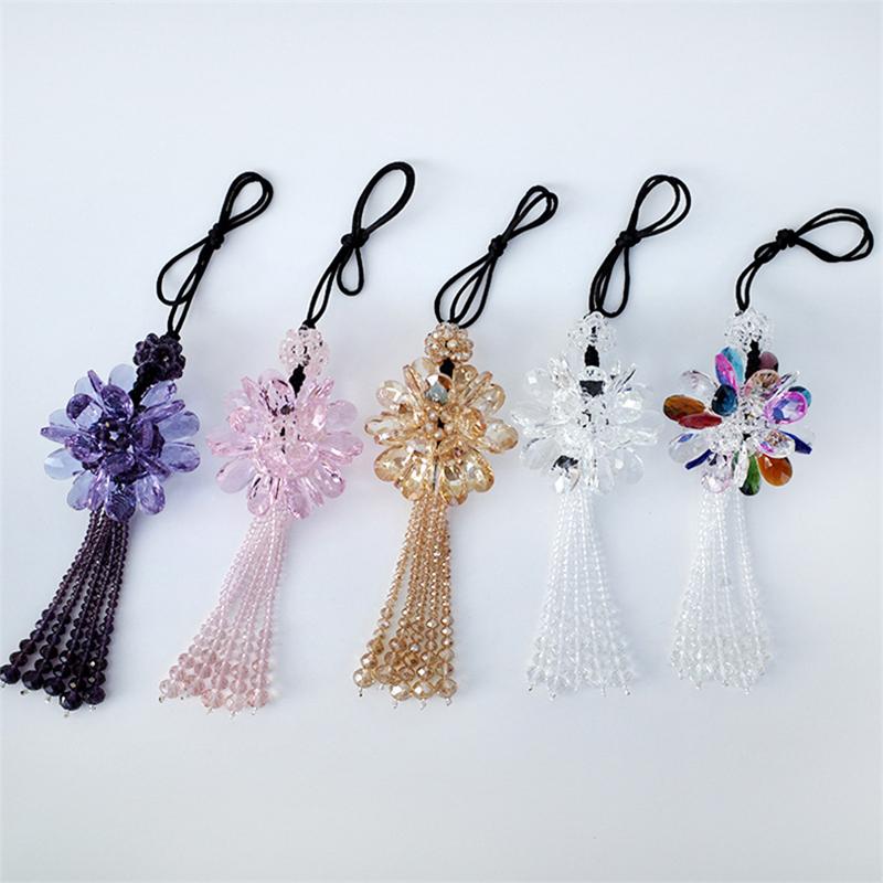 Car Rearview Mirror Pendant Creative Exquisite Sunflower Crystal Tassel Craft Pendant Ladies Car Fashion Interior Decoration