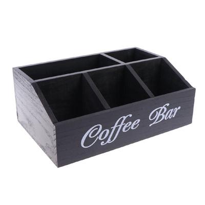 A Boutique Coffee Storage Box | Classic Wooden Multipurpose Organizer For Coffee Supplies, Shelf Baskets