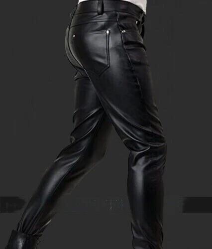 Men's Leather Pants Stylish Black Casual Biker Party Wear  Genuine Lambskin Handmade