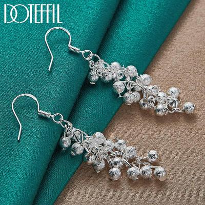 Frosted Bead hanger oorbellen 925 sterling zilver cadeau mode-sieraden