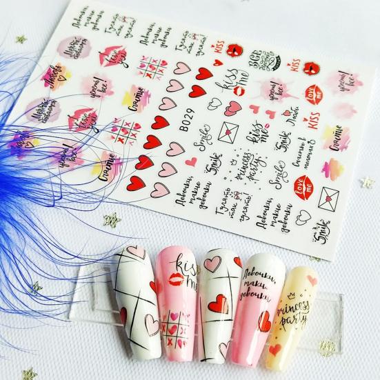 12Pcs/Set Nail Sticker Non-Fading Self-Adhesive Excellent Saturation Valentine DIY Design Decals Manicure Sticker for Manicure