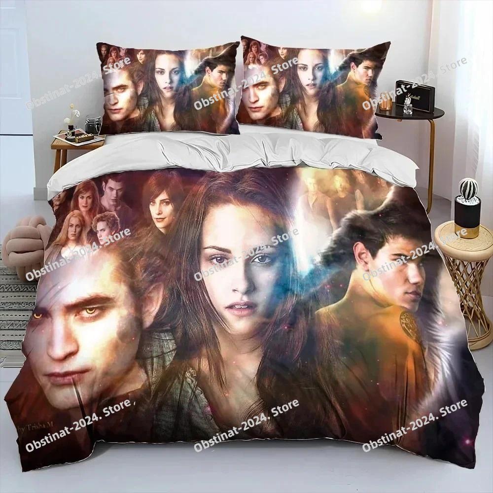 3D Biss zum Morgengrauen HD Bedruckte Bettdecke Bettwäsche-Set, Bettbezug Bett-Set Steppdeckenbezug Kissenbezug, King Queen Größe Bettwäsche-Set Kind