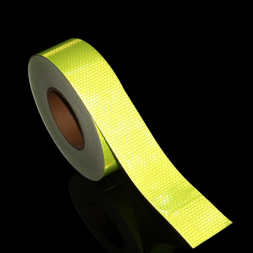 5CMx25M Honeycomb Yellow Reflective Safety Tapes Adhesive Warning Road Reflectors Stickers Waterproof Reflect Film For Vehicles
