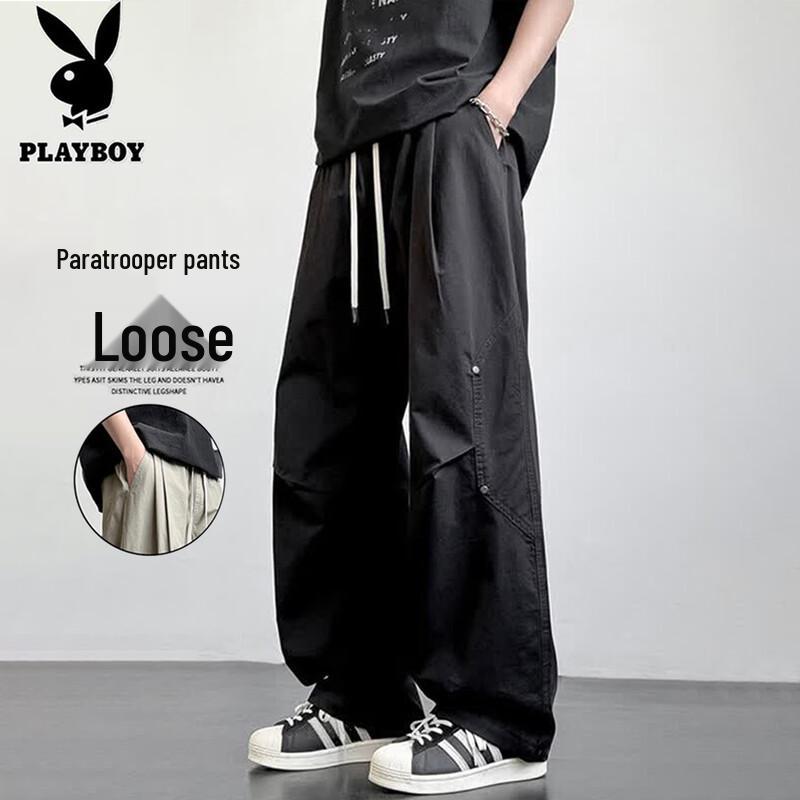 PLAYBOY Men s Summer Loose Straight-Leg Cargo Pants 4XL