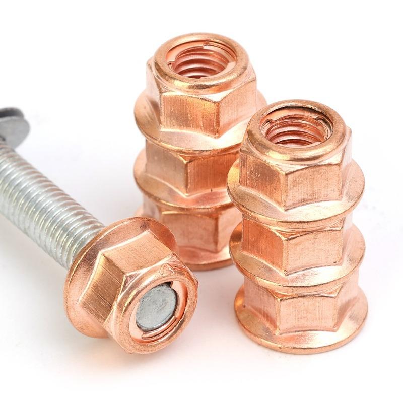 M8 Exhaust Pipe Nuts for BMW E30 3 Series Carbon Steel Copper Plated Hex Self Locking Nut Manifold High Temp Fastener Hardware