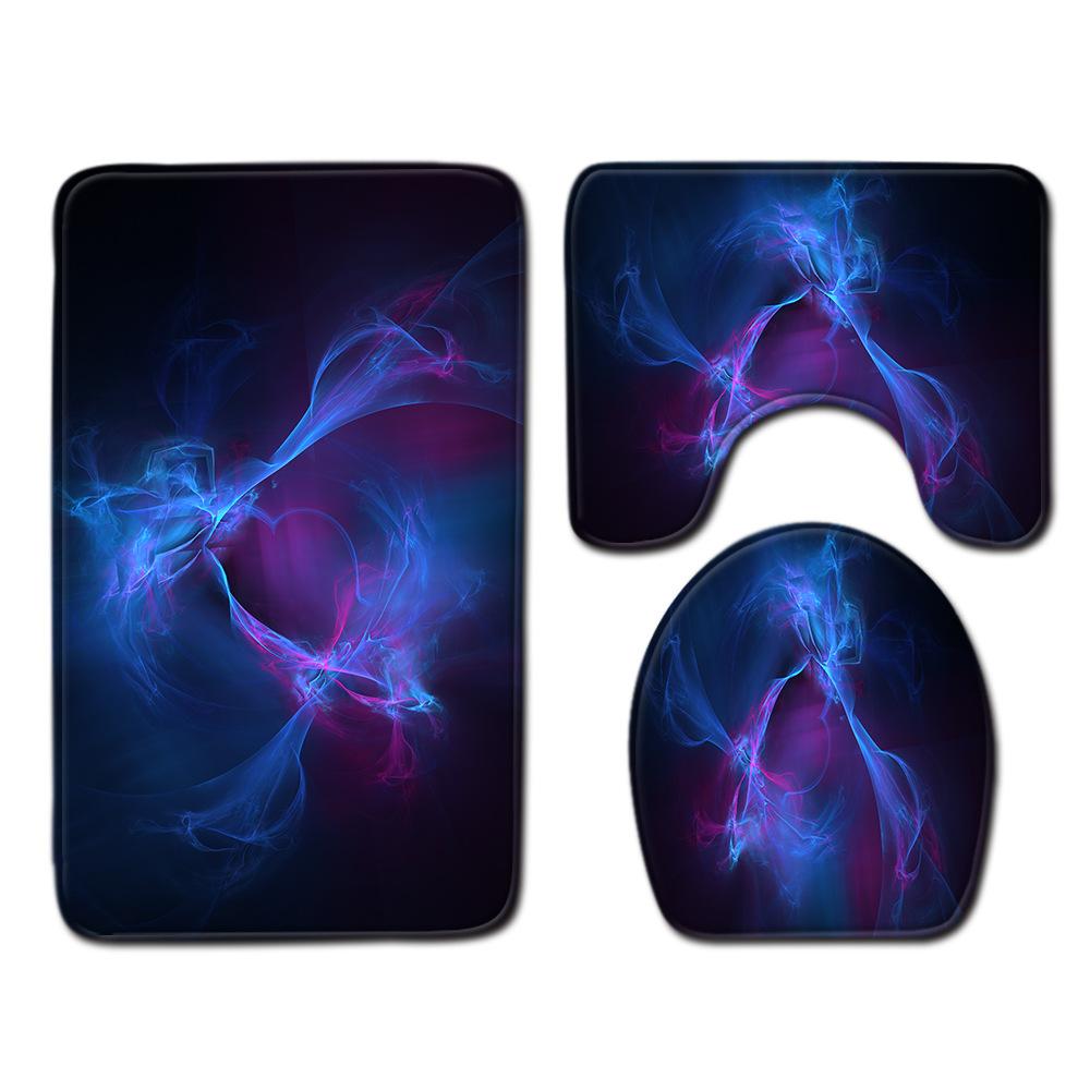 Cool Pattern Bathroom Floor Mat Toilet Three-Piece Set