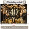 2D Black Gold 40th Birthday Backdrop Happy 40th Birthday Party Decoration Banner