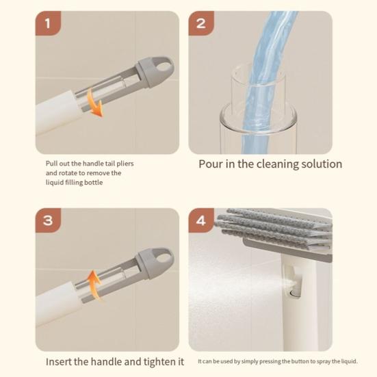 Cleaning Brush with Spray Function V-Shaped Bristles 360 Degree Rotating Brush Head 3-in-1 Design Spray Scrubber