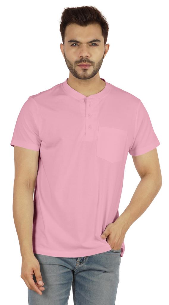 Inkmeso Solides Henley-T-Shirt für Herren Baumwolle Kurzarm T-Shirts Tasche