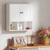Bathroom Wall Cabinet, 2 Doors, Adjustable Shelf, Open Compartments, White