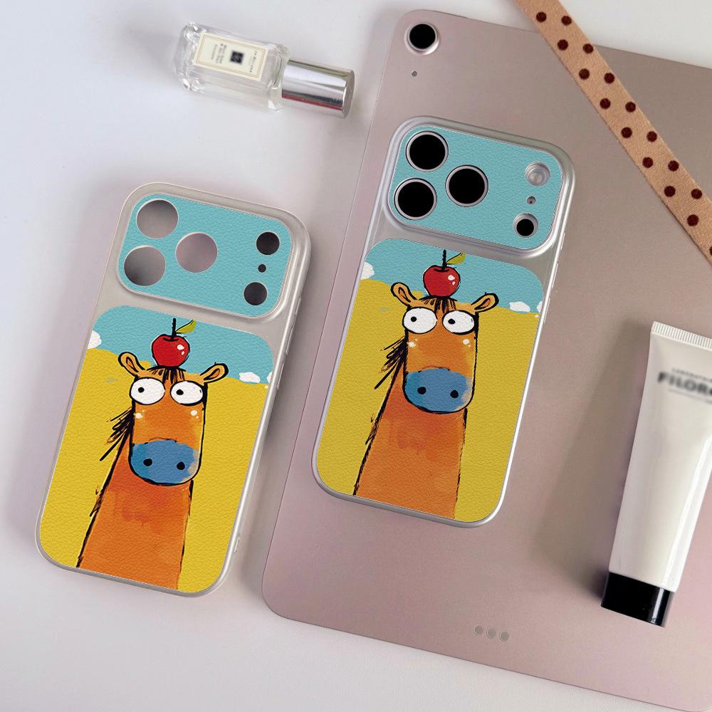 Applicable To iPhone17promax Mobile Phone Case, Anti-drop Corning Case, Apple 16 Men's and Women's All-inclusive 15 Scribbled Pony.