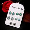 New Trends 5 Pairs Of Jewelry Dazzling Turquoise Gemstones Bohemian Earrings Stud Earrings