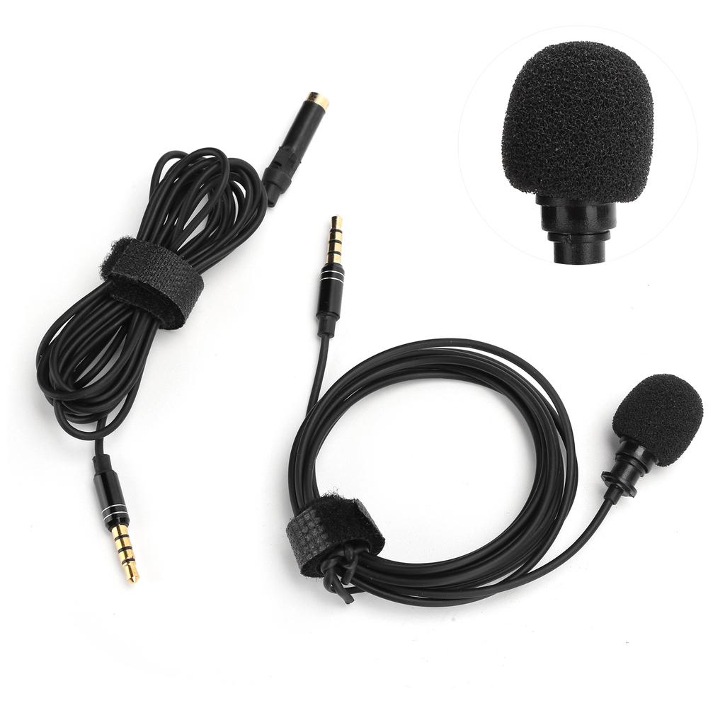 Professional Lavalier Microphone Collar Clip Mic 3.5mm 2M Cable Live Recording