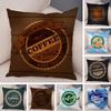 Coffee Theme Cushion Cover Vintage Coffee Bean Emblem Print Soft Fabric Living Room Sofa Home Decor Pillow Case