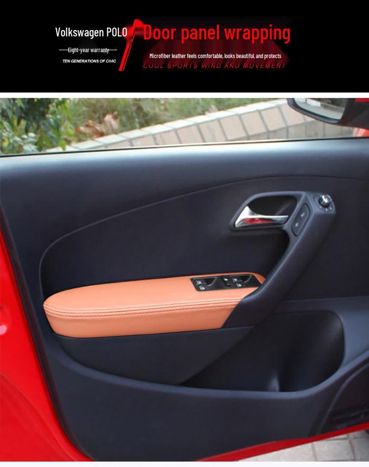Leather Door Armrest Wrap for 2011-2018 VW Polo and Polo Cross