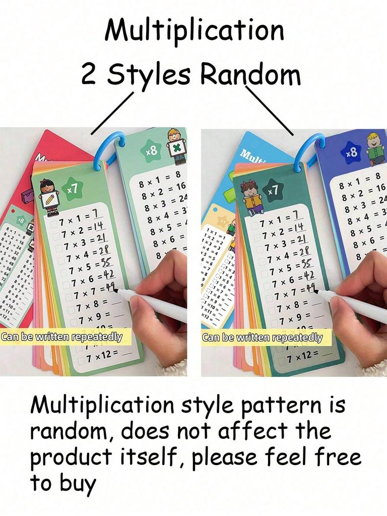 Math Flash Cards for Kids – Addition Subtraction Multiplication Division Learning Toys (Random Pen & Ring Color)