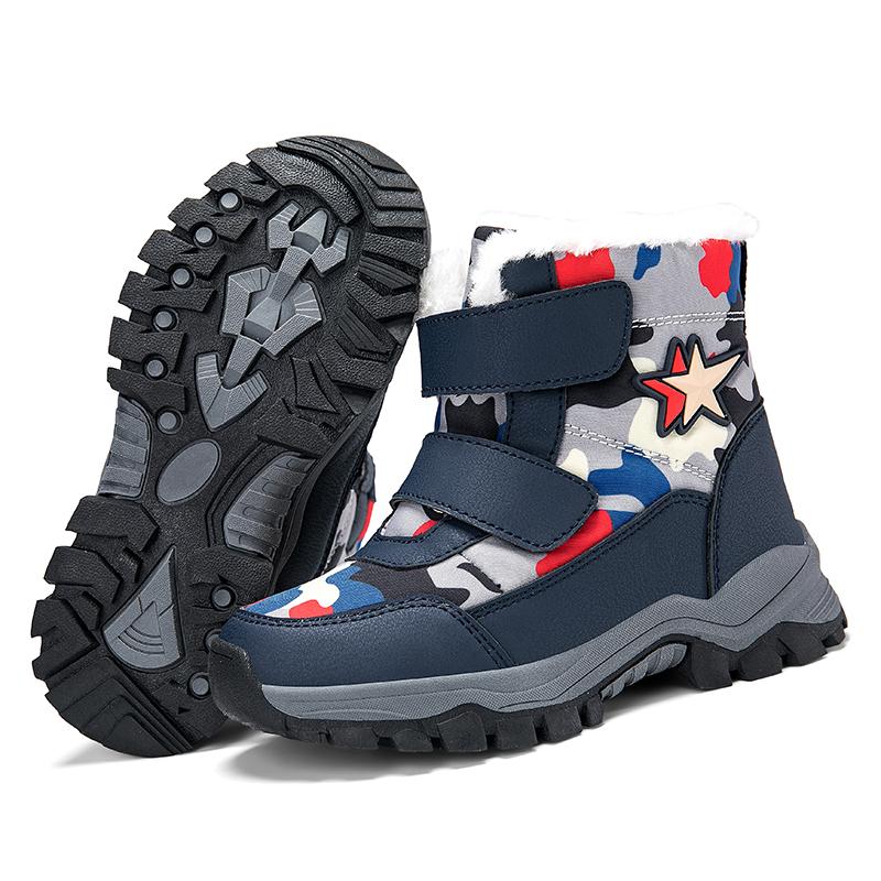 New Winter Children's Snow Boots Plush Boys and Girls' Casual Sports Shoes Outdoor Non slip Warm Kid's Ankle Boots Hiking Shoes