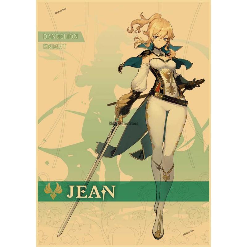 Genshin Impact Cartoon Character Posters Kraft Paper Prints Home Room Decor Study Bedroom Bar Cafe Wall Paintings Wall Stickers