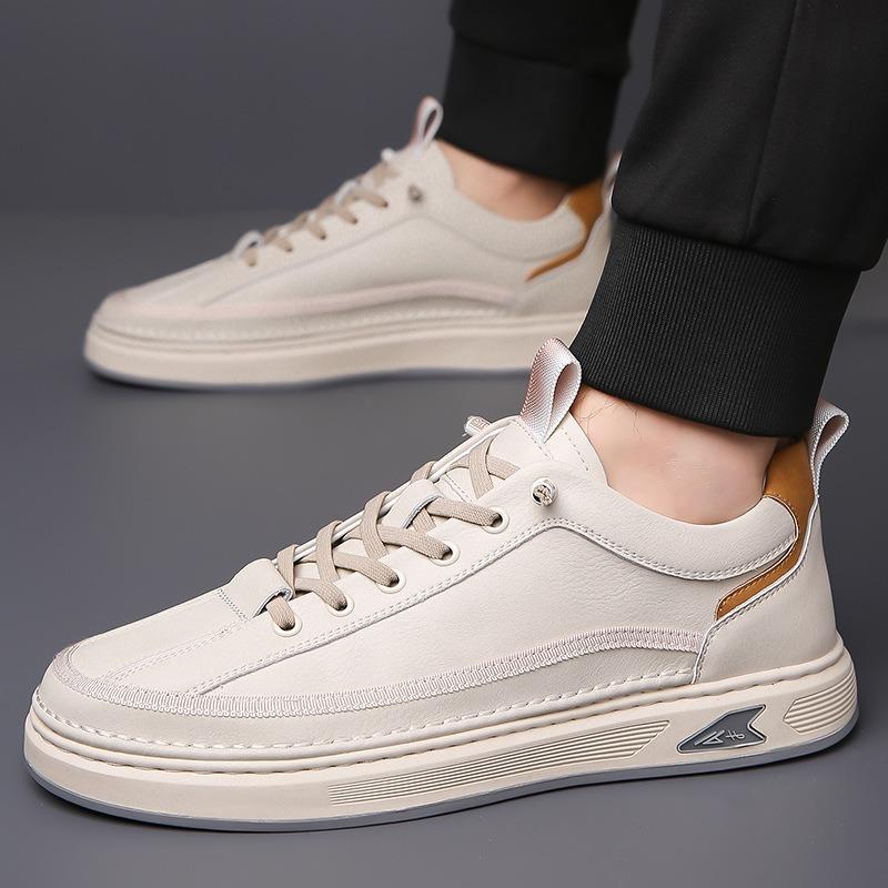 Men's shoes autumn new men's casual leather shoes men's trend fashion board shoes genuine leather retro white shoes