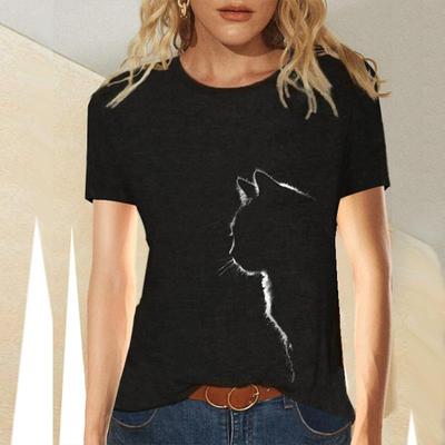 Frauen Kleidung Frühling Sommer Casual frauen Kleidung Lustige Nette Katze 3D Print Langarm T-Shirts Weibliche Damen Mode Tops