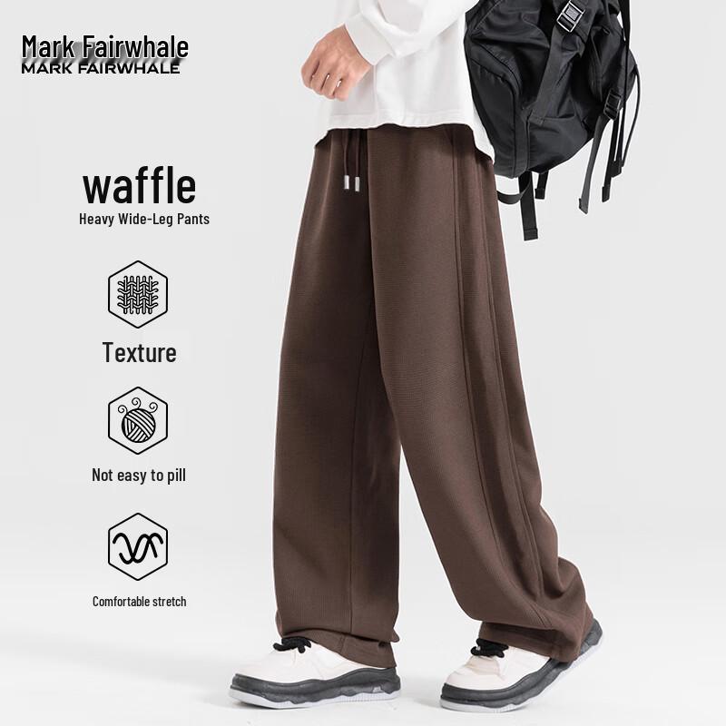 

Mark Fairwhale Men s Waffle Knit Loose Straight-Leg Casual Pants L