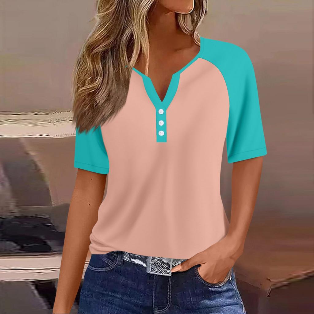 Women's T Shirt Tee Print Button Raglan Sleeve Daily Weekend Fashion Basic V Neck Regular Top