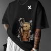 Summer Mens 100Cotton Fashion Casual Sports Loose Trend Graffiti Print Round Neck Short Sleeve TShirt Street Soft Comfortable