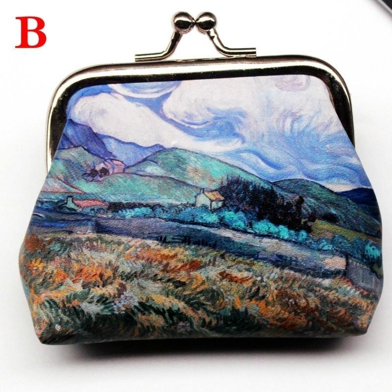 Retro Creative Printing Ladies Purse Student Buckle Coin Dumplings Small Wallet Wedding Candy Bag Gi