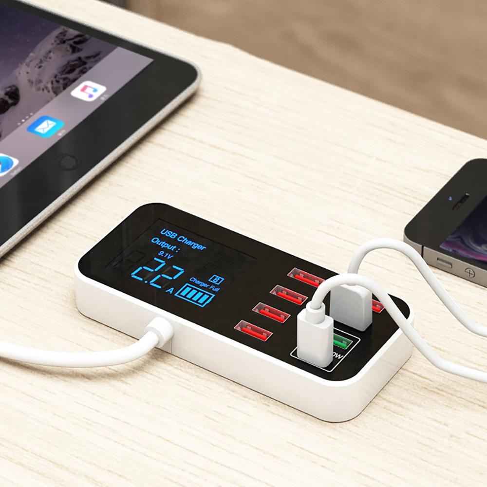 Multi 8 Port Type C USB Fast Charger Quick Charge QC 3.0 PD Charging Station 40W