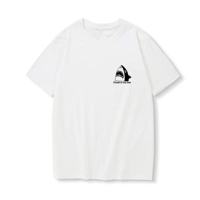 Men's White T-shirt Shark Graphic Print Short Sleeve Casual Streetwear Tee