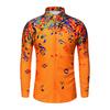 Men Casual Novelty Musical Note Pattern Casual Long Sleeves Shirt Top Blouse