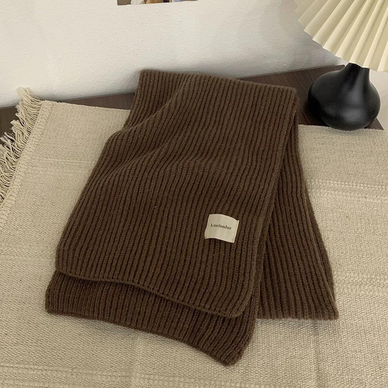 Korean Style Versatile Knitted Scarf for Women - Green, Blue, Red, Warm & Stylish for Autumn/Winter