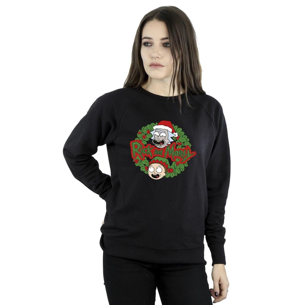 Rick And Morty Womens/Ladies Christmas Wreath Sweatshirt