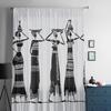 African Woman Ethnic Porcelain Sheer Curtain For Bedroom Tulle Voile Curtain For Kitchen Living Room Decor Window Treatment
