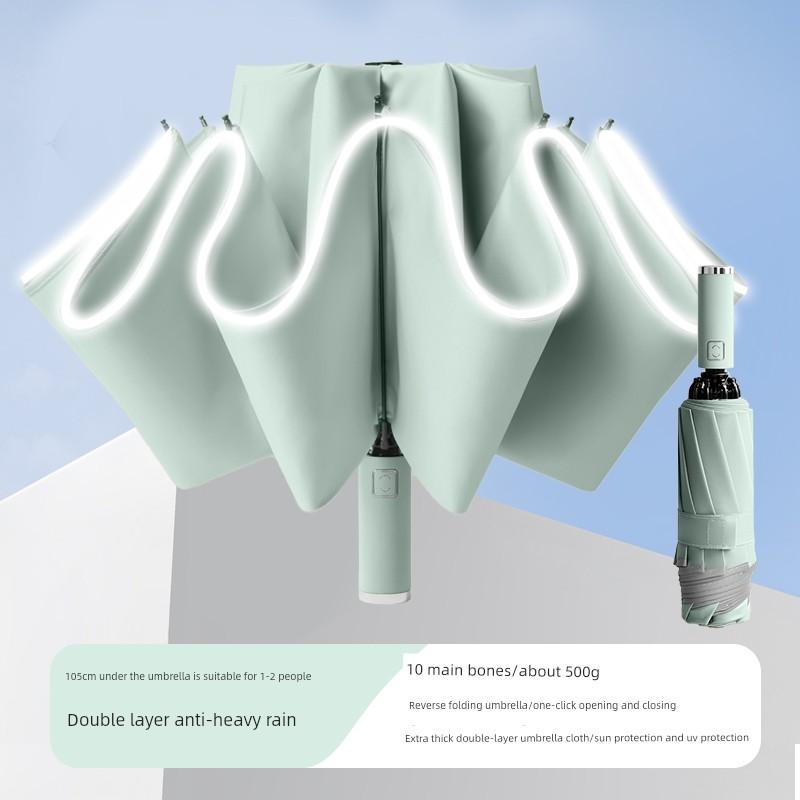 Large Reverse Umbrella That Doesn'T Wet Your Clothes, Fully Automatic Folding Umbrella with Multiple Ribs, Wind-Resistant, Reinforced and Thickened