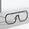 LOOKING4U Neo Retro 39501R Overfit Two-Bridge Horn-Rimmed Glasses C1 Black