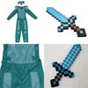 Minecraft Steve Rüstung Kinder Cosplay Kostüm Jumpsuit für Jungen und Mädchen Perfekt für Halloween und Verkleidungsveranstaltungen
