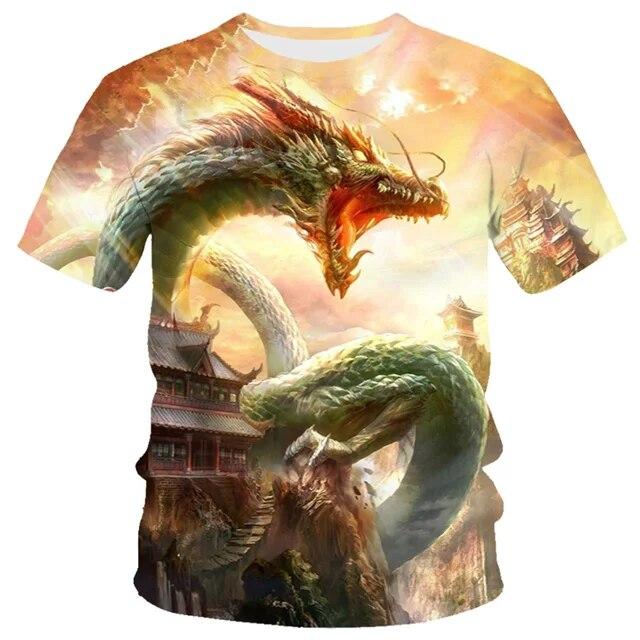 3D Dragon Print T-shirt Men's Women's Fashion Streetwear T-shirt Harajuku Cool Animal Shirt Anime Short Sleeve Tops Tees