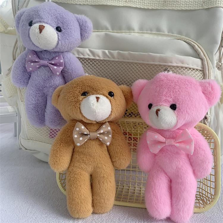 Adorable Plush Teddy Bear Keychain Gift Pink Gray Brown Purple Colors